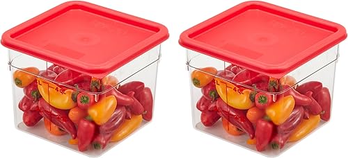 Miniatura 8 de Cambro Contenedores de almacenamiento de alimentos de 4 cuartos de galón con tapa verde, juego de 2 en transparente para uso industrial y de cocina,