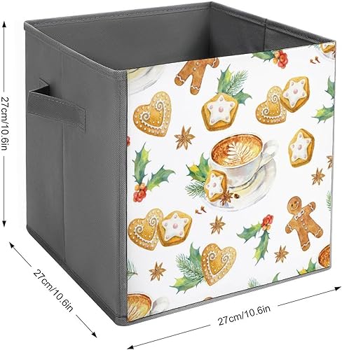 Miniatura 2 de Cubos de almacenamiento de galletas de jengibre de Navidad, contenedores de almacenamiento plegables de tela con asas dobles, cestas plegables para