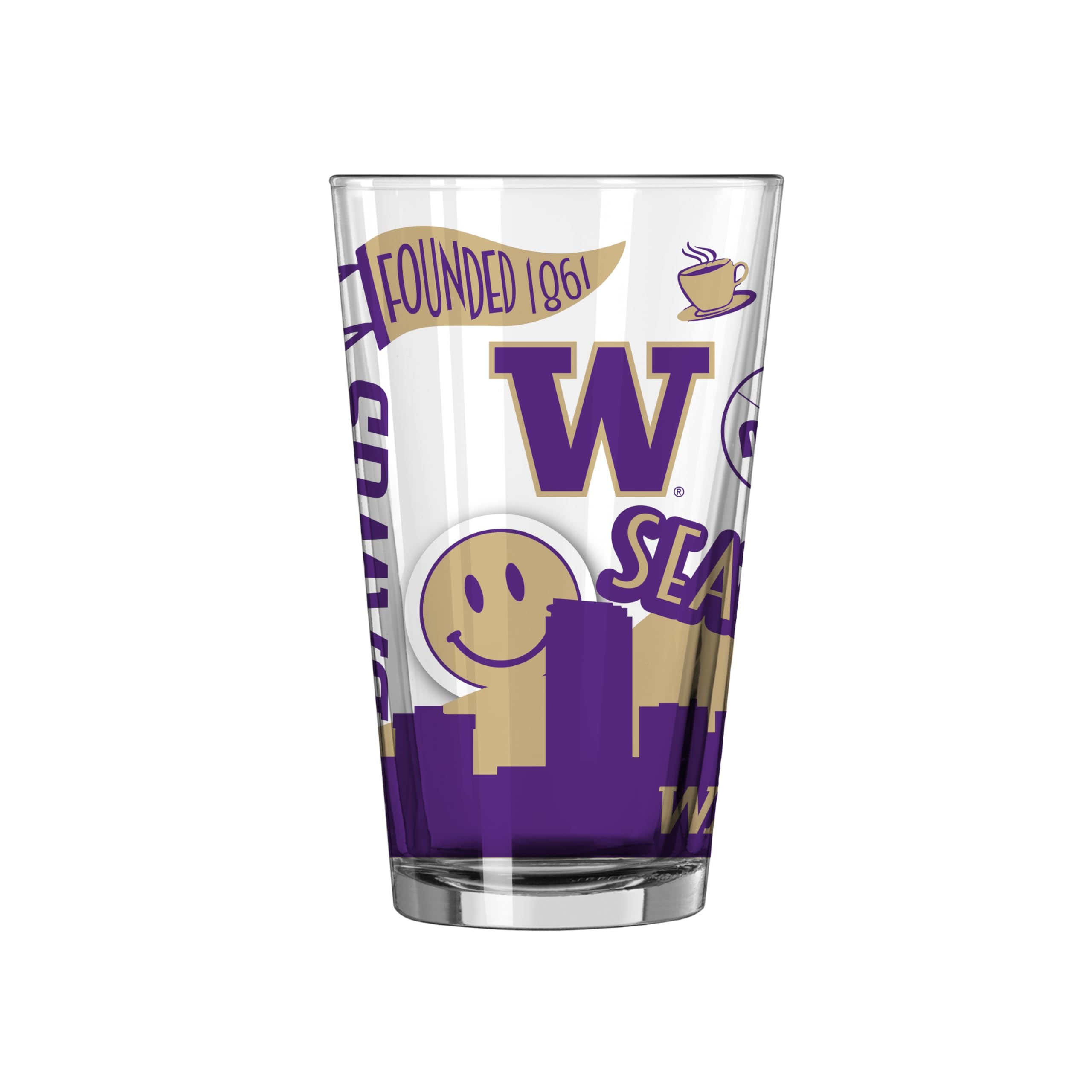 Logo Brands NCAA 16 oz Pint Glass - Durable Glass With Bold Team Color– Chip-Resistant Rim Drinkware For Fans, Tailgates, Home Bars &amp; Everyday Use