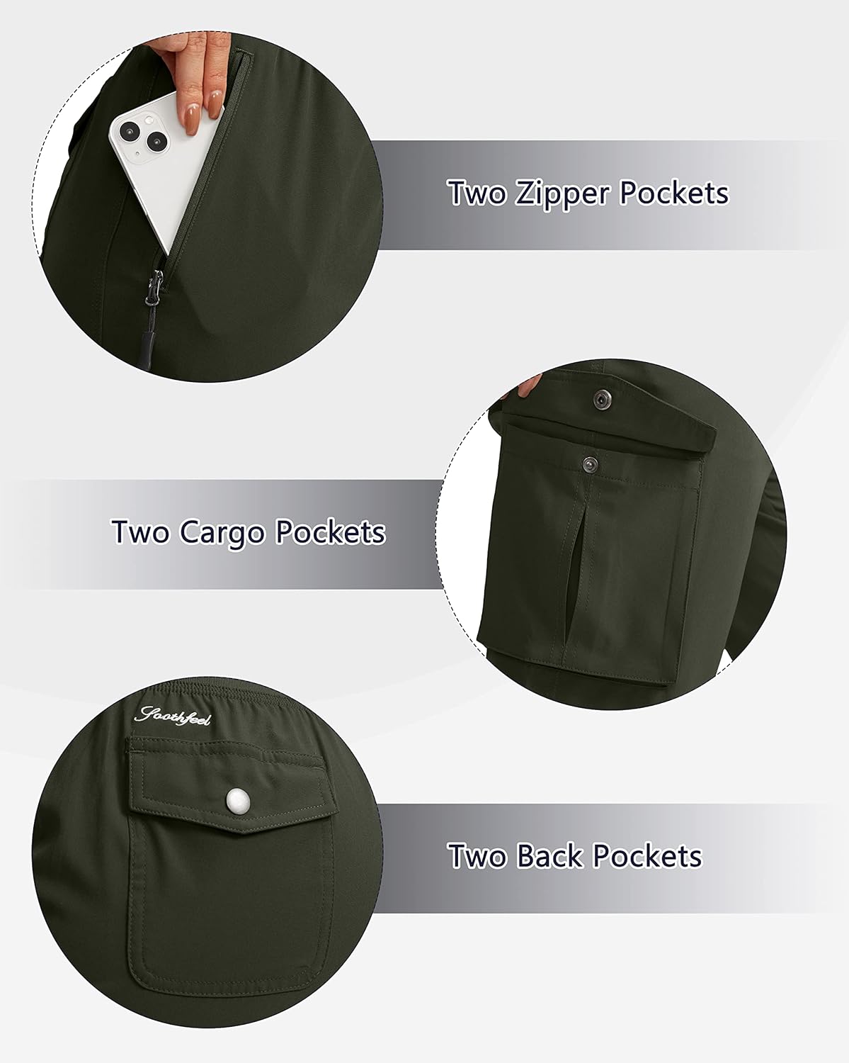 Soothfeel Women's Cargo Capris Pants with 6 Pockets Lightweight Quick Dry Travel Hiking Summer Pants for Women Casual - Image 4