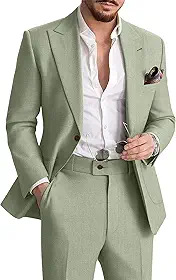 Terno masculino de linho casual de 2 peças para homens verão praia noivo terno de casamento conjunto de calça blazer de linho
