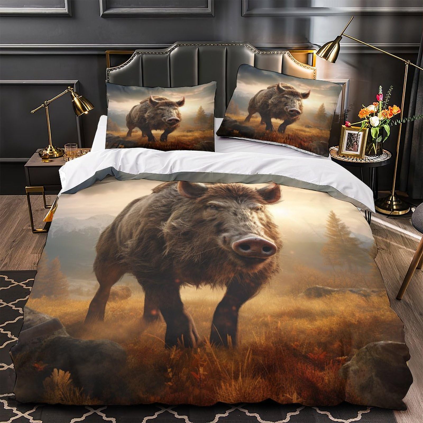 Housse de couette tigre blanc 3D super king pour chambre d'ado moderne