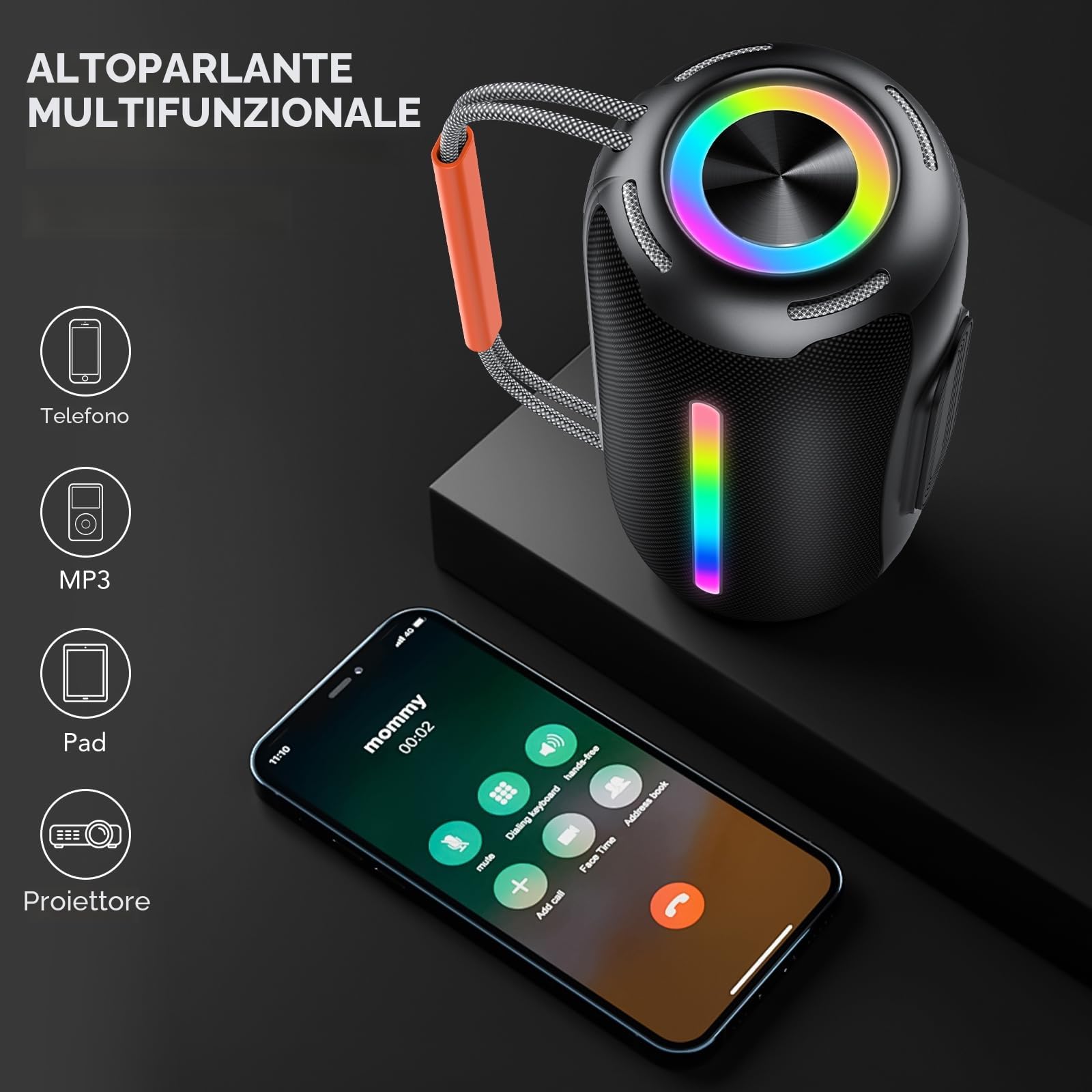 IKT Cassa Bluetooth Portatile 40W, Altoparlante Bluetooth con Doppio Bassi, Impermeabile IPX7, Luci RGB, 24h Autonomia, TWS/AUX/TF, Speaker Bluetooth per Feste/Outdoor/Viaggi
