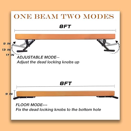 Miniatura 66 de Viga de equilibrio ajustable para niños, haz de gimnasia de 8 pies de todos los niveles de gimnasia, vigas de piso alto y bajo, altura ajustable