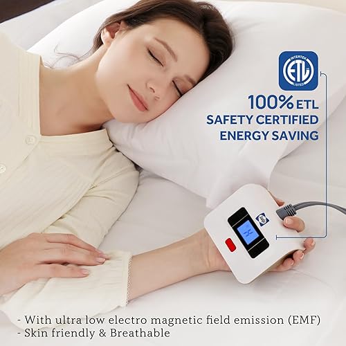 Miniatura 3 de Sealy Protector de colchón eléctrico tamaño matrimonial, 10 ajustes de calefacción, calentador de cama con un solo controlador y apagado automático