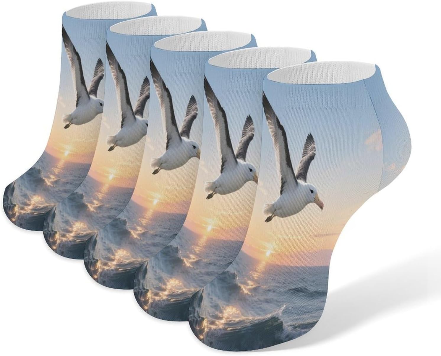 Socks for Men Women 5 Pairs Short Ankle Socks | Albatross Low Cut Casual Crew Sock Cute Breathable Athletic Socks Non Slip No Show Sock