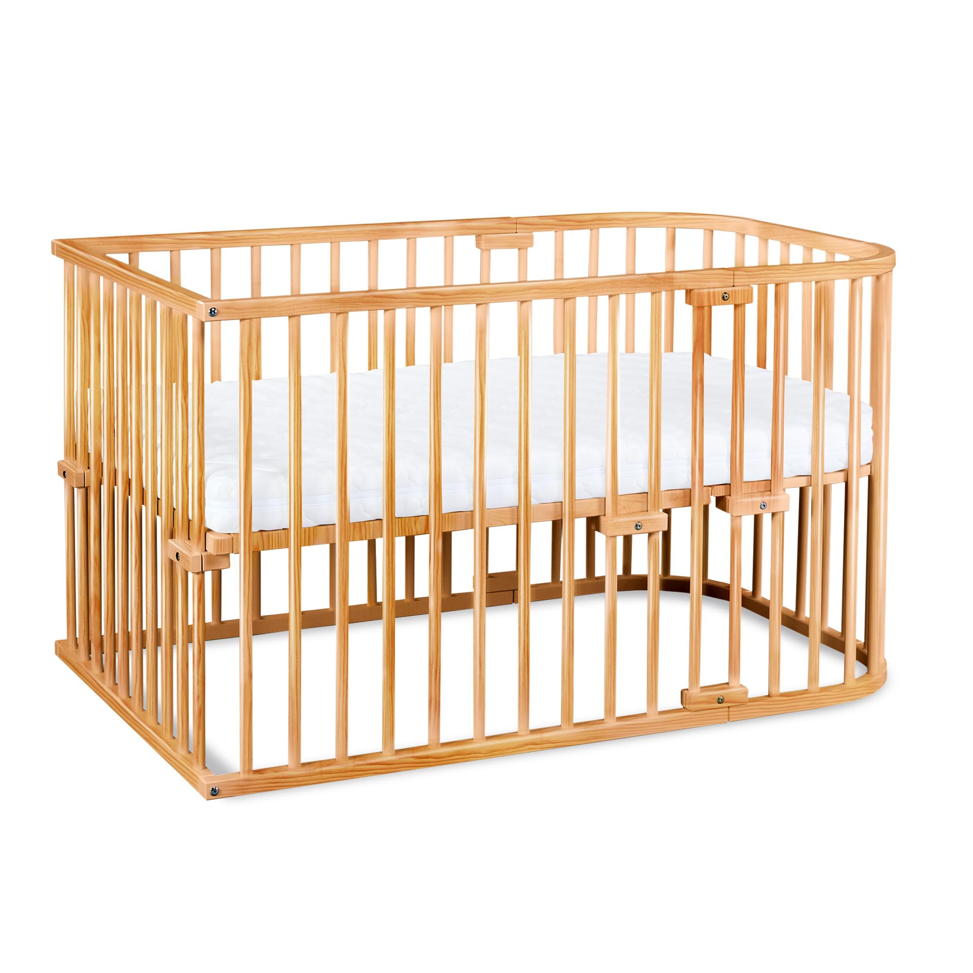 babybay Lettino originale in legno di faggio massiccio, compatto e trasformabile, altezza regolabile senza livelli preimpostati/lettino per bambini (laccato grigio ardesia), set per lettino per