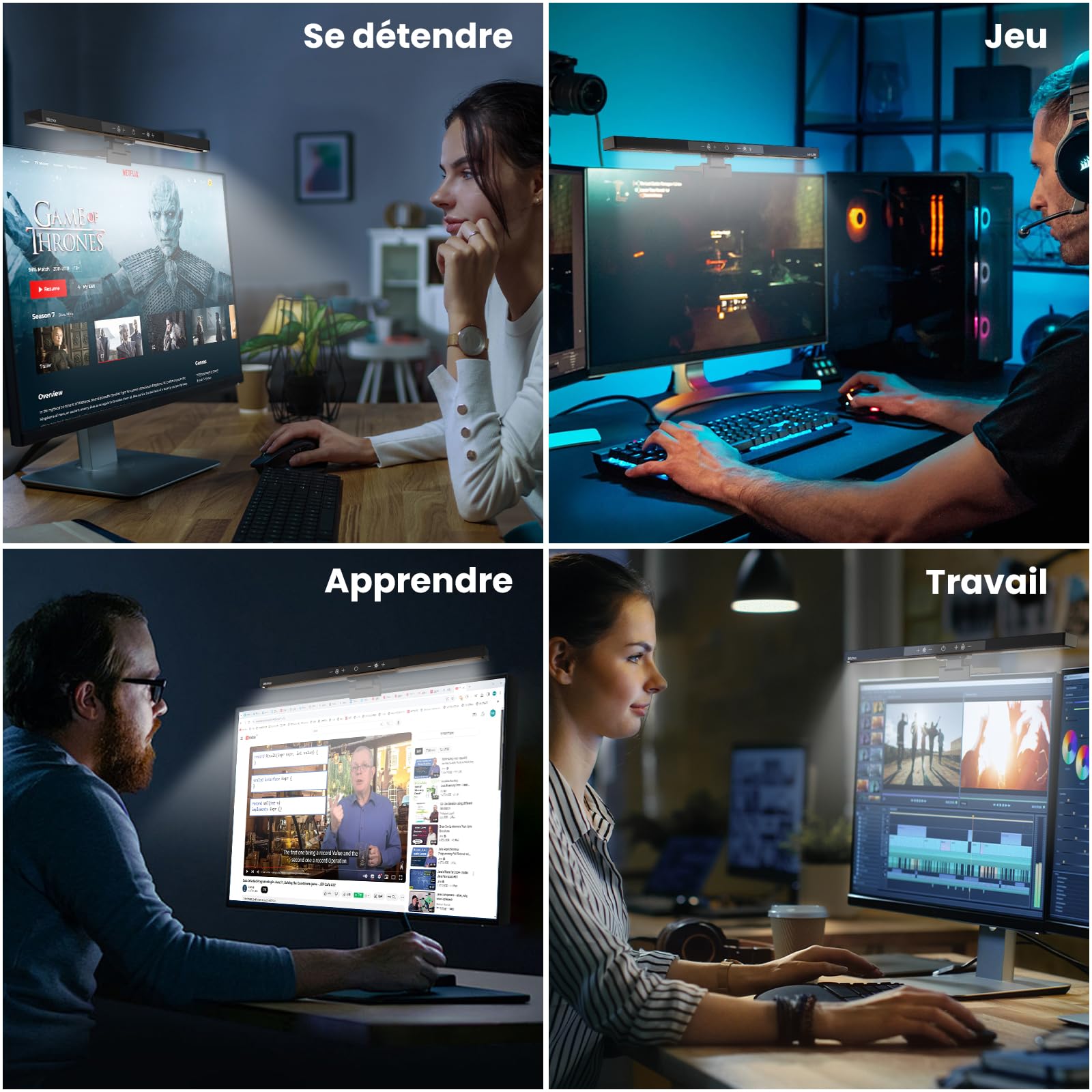 Lampe Ecran PC Screenbar Lampe de Bureau Écran Ordianteur avec Télécommande, Gradation Continue, Température et Luminosité Réglables, Fonction Mémoire, LED Ecran PC pour Office Home Gaming