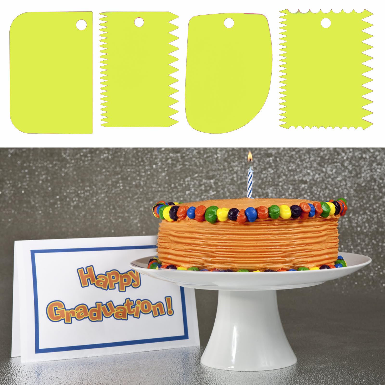 4-Piece Plastic Cake Scraper Set - Icing Smoother, Comb, Decorating Tools For Buttercream-975669