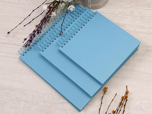 Miniatura 6 de Álbum de fotos de bricolaje con tapa dura, en blanco, para boda y aniversario, álbum de fotos familiar, álbum de recortes, Azul, 10 pulgadas