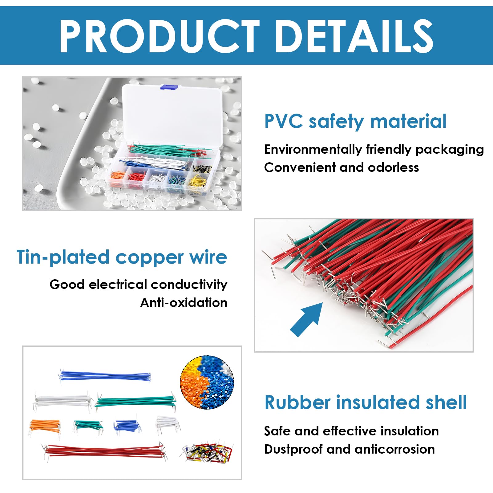 840 Pezzi Cavi Jumper per Breadboard, Cavi Mâle-Mâle a Forma di U, 14 Lunghezze Assortite, U Shape Jumper Wire Breadboard, Scatola di Stoccaggio in Plastica per Progetti Elettronici