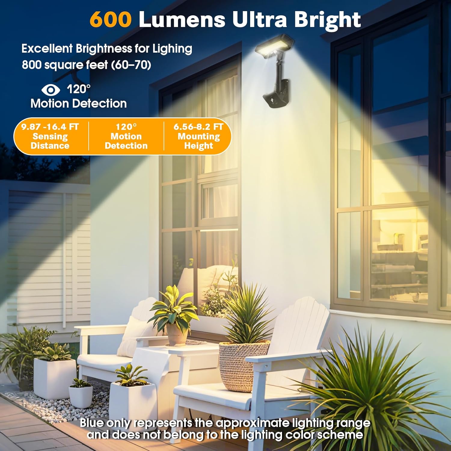 Pacify Clip On Solar Lights Outdoor with Motion Sensor, 92 LED 600LM Adjustable Solar Clip Lights, IP65 Waterproof Clamp Solar Lights for Fence Deck Gutter Camping Security(2 Pack Warm White 3000K)