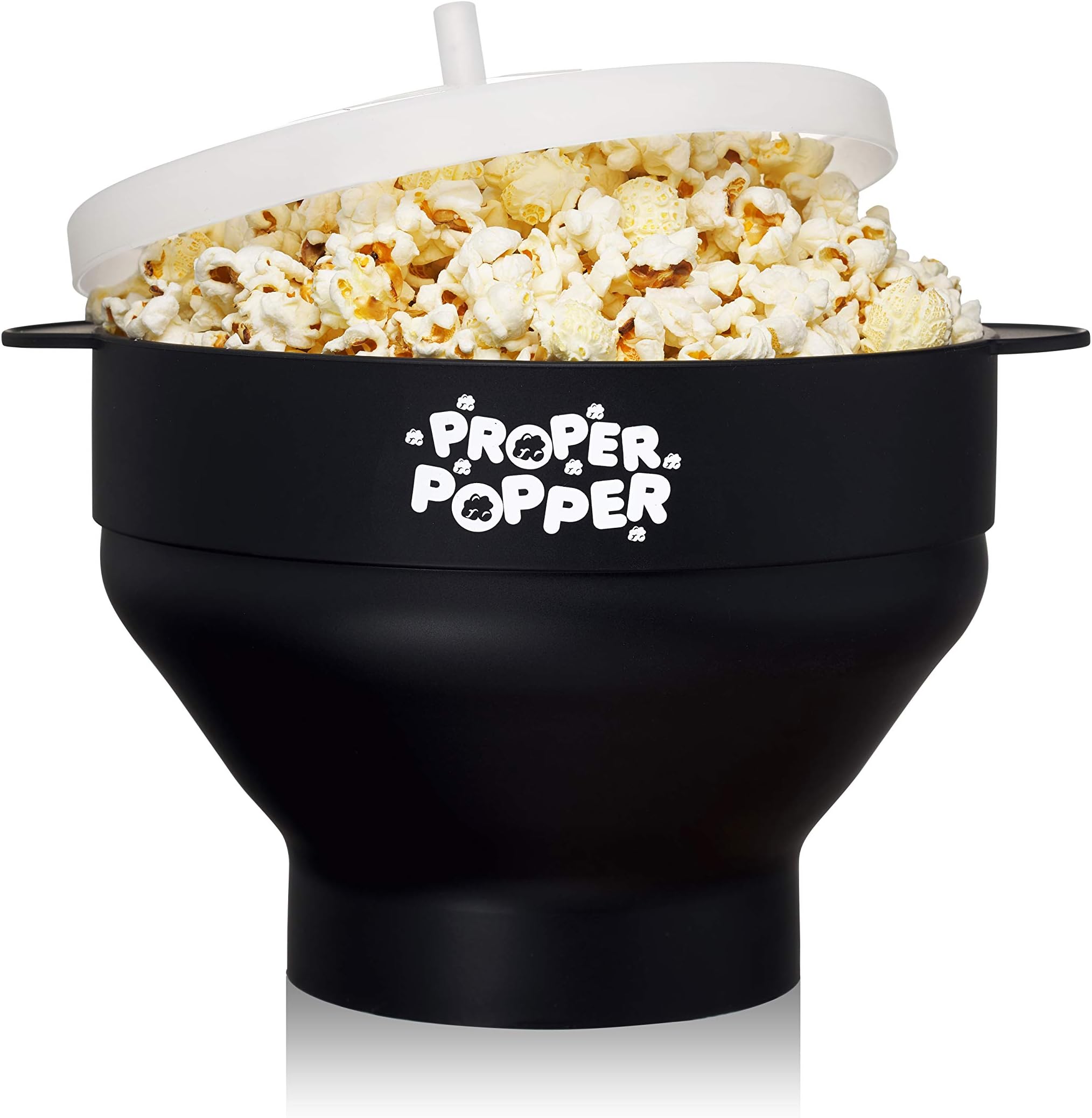 Proper Popper The Original Microwave Popcorn Silicone Popcorn Maker, Collapsible Bowl BPA Free & Dishwasher Safe - (Black)