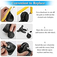 Vista 6 de OwnMy Juego de 4 ruedas de equipaje de 45mm x 18mm de repuesto, ruedas de maleta silenciosas de repuesto con tornillos negros, ejes, rodamientos