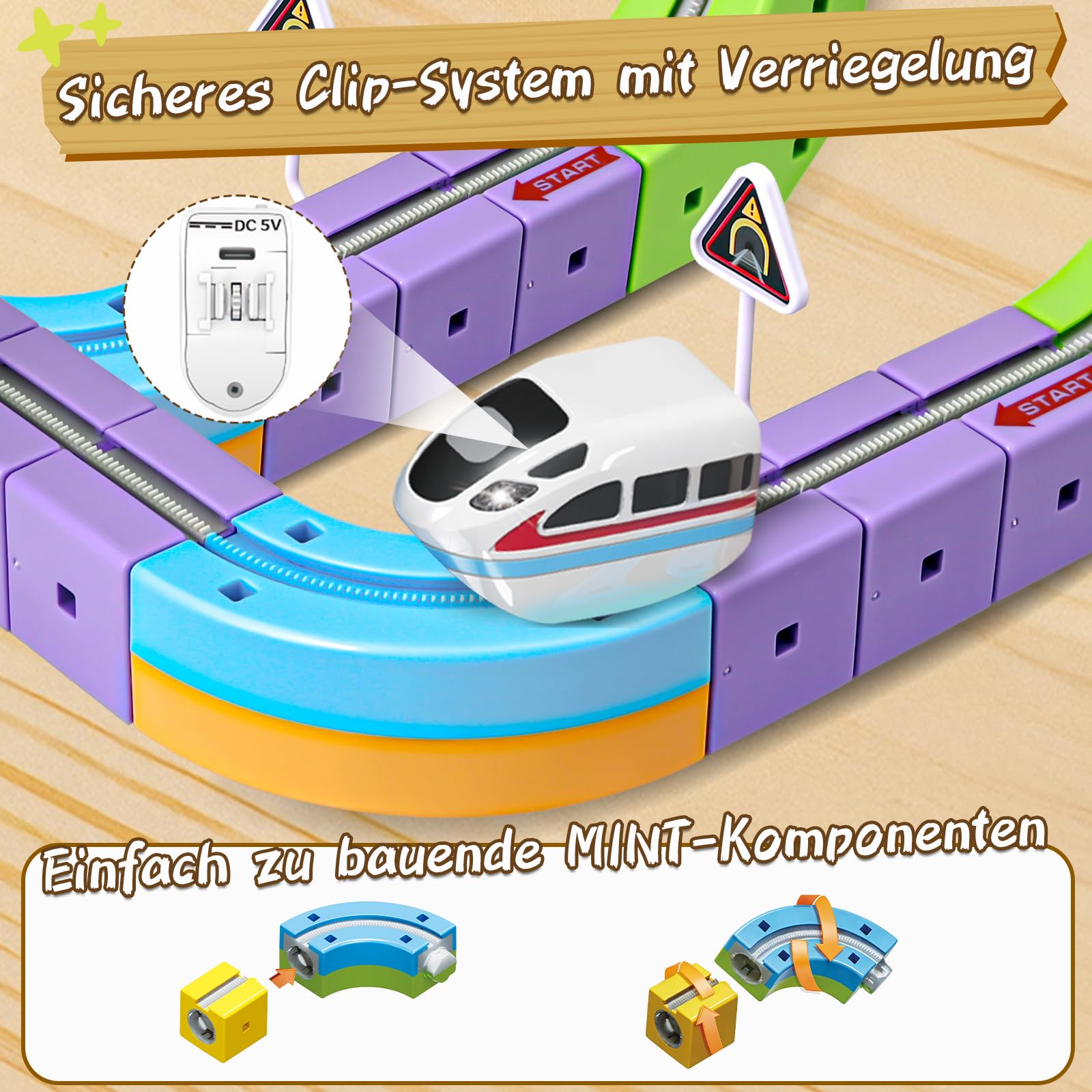 Cubix 3D Zug Set - Cube Track elektrische Kindereisenbahn mit Magic Rail System, STEM Spielzeugzug für Kinder ab 3 Jahren (Anti-Gravitation Design) (Edición Definitiva (88 piezas / 66 pistas))