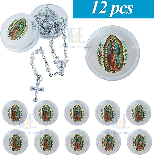 Miniatura 2 de Rosario de bautismo de primera comunión blanco (12) PCS – Nuestra Señora de Guadalupe 5 Decdes/Recuerdos para Primera Comunión/Bautizo/Bautizo Niña
