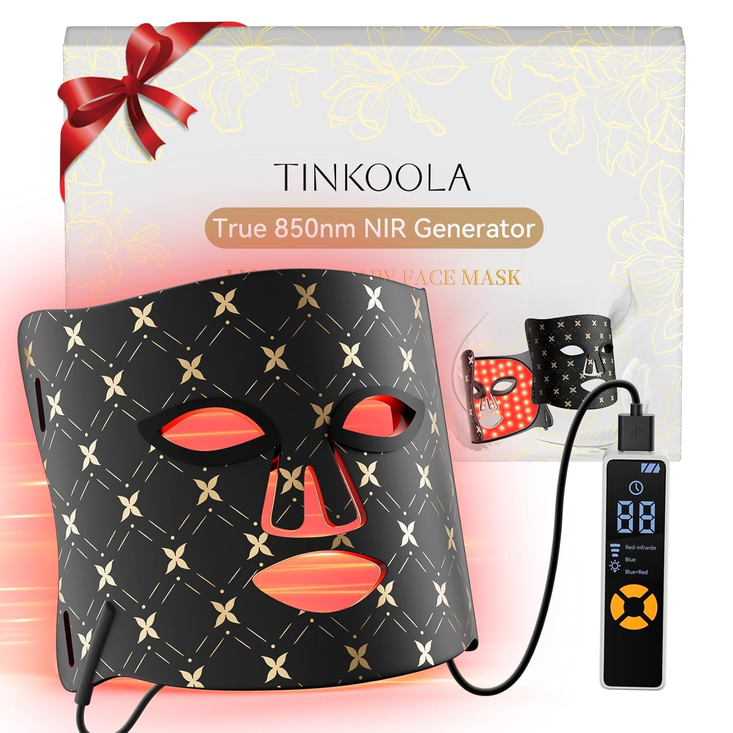 Red Light Therapy for Face,LED Face Mask Light Therapy, 630nm & 830nm Wavelength LED Light Therapy Device for Home Use (Dark)