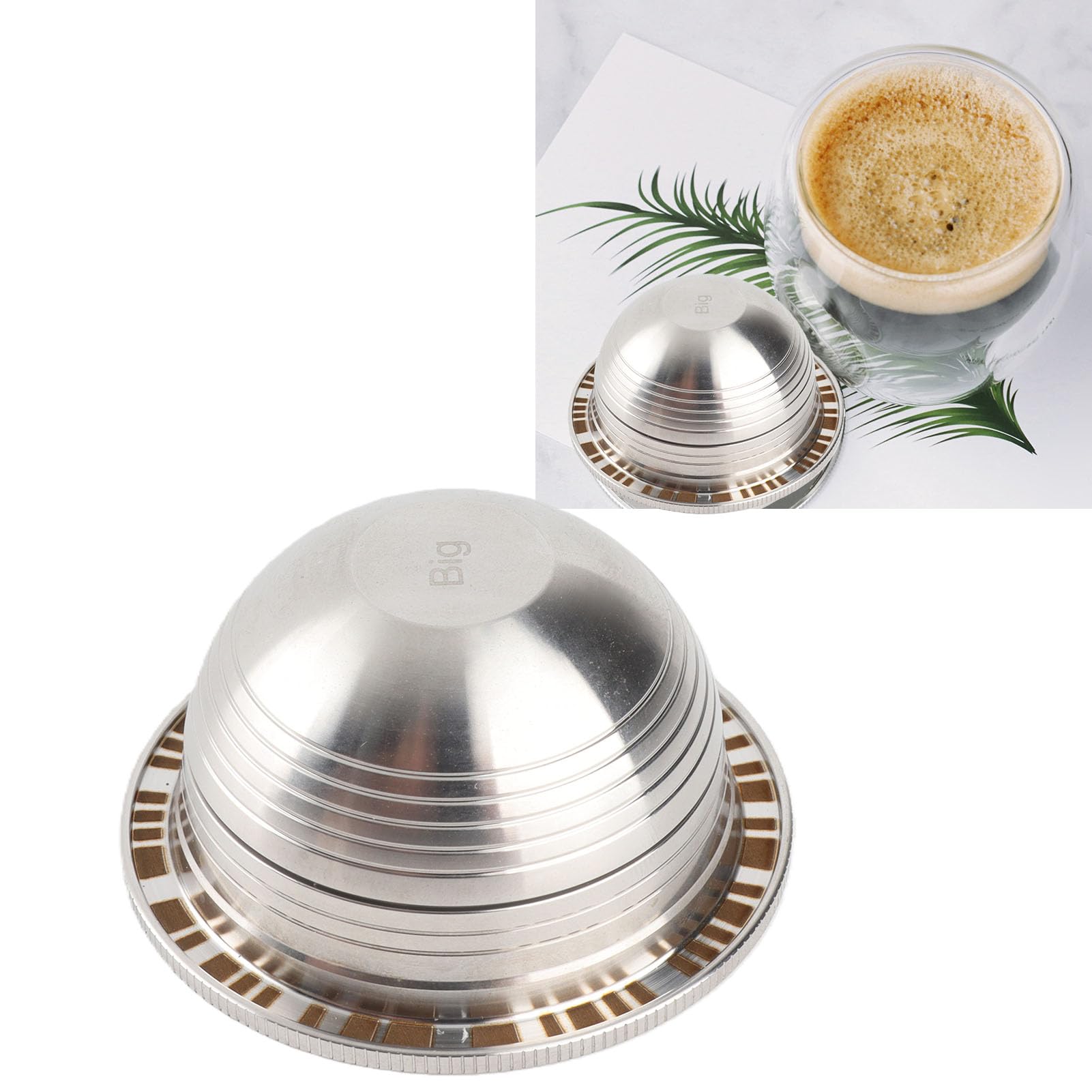 Capsula Caffe Riutilizzabile in Acciaio Inox 304, Adatta per Macchina da (230ML)