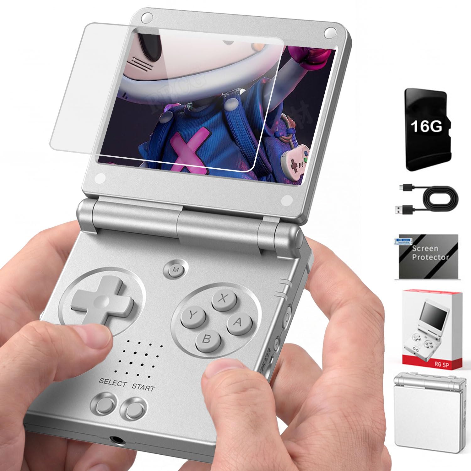 RG SP Flip Retro Handheld Game Console RGSP 3.4'' IPS Portable Game Console Linux 16GB RG SP Supports 5G WiFi Bluetooth HDMI 30+ Simulators 3300mAh Multiplayer NO Preloaded Games