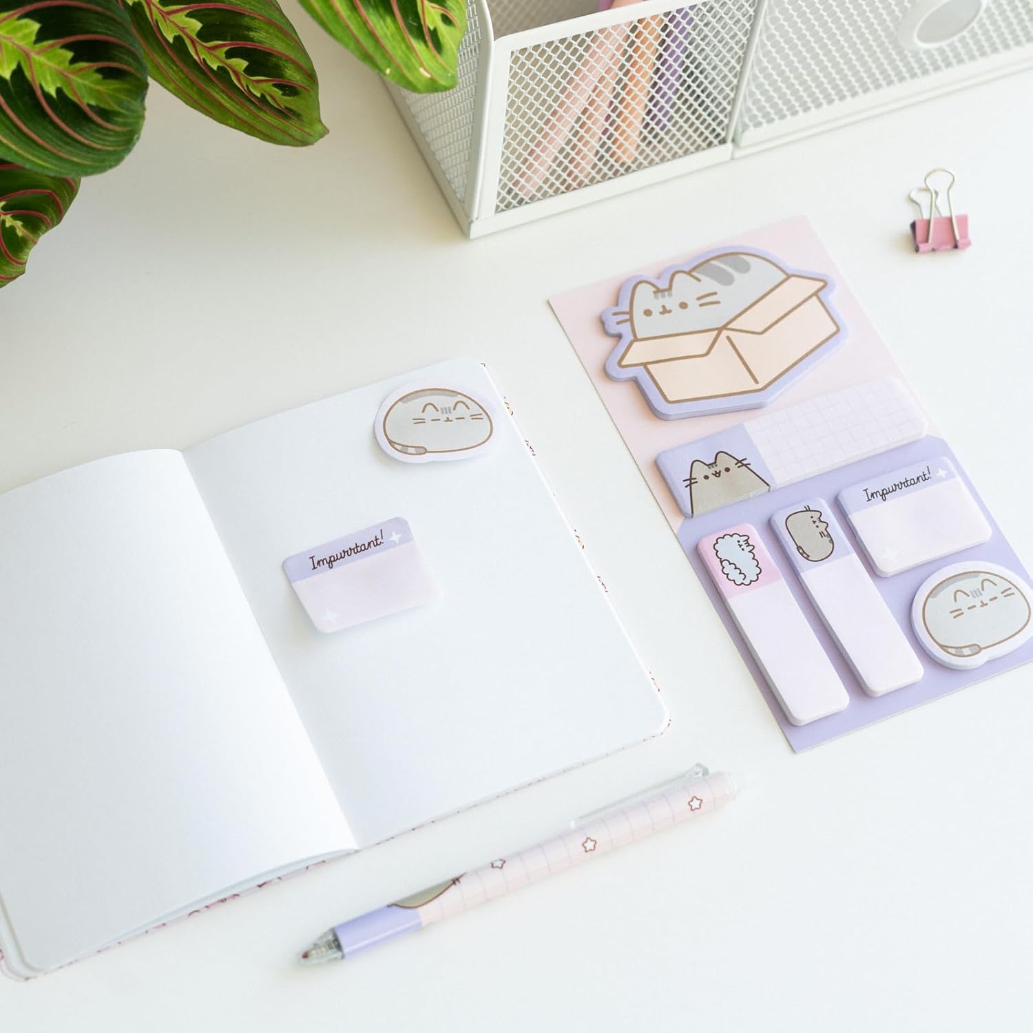 Pusheen Stationery Set | Pusheen Pencil Case With A6 Notebooks, Highlighters, Sticky Notes, Paper Clips, Stickers, Pen, Pencil | Pusheen Merchandise | Pusheen Gifts