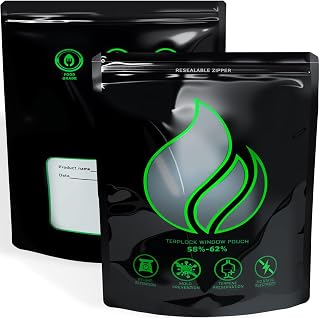 5pcs 1LB Double Track Humidity Control Bags, Heat Sealed Reusable Storage | Dual-Ziplock Seal Locks in Freshness; Maintains 58%-62% RH; Odor-Blocking & Puncture-Resistant; Space-Saving Upright Design