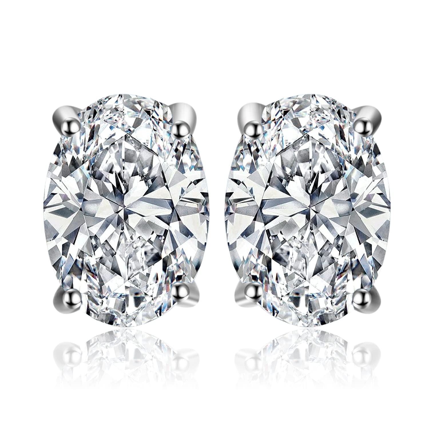 JewelryPalace Oval 2ct Moissanite Ohrstecker Silber 925 Damen, Simulierter Diamant Braut Schmuck Set mit Stein, Ohrringe Silber Mädchen Edelstein, Ohrstecker Silber Geschenk Frauen Rosegold Gold