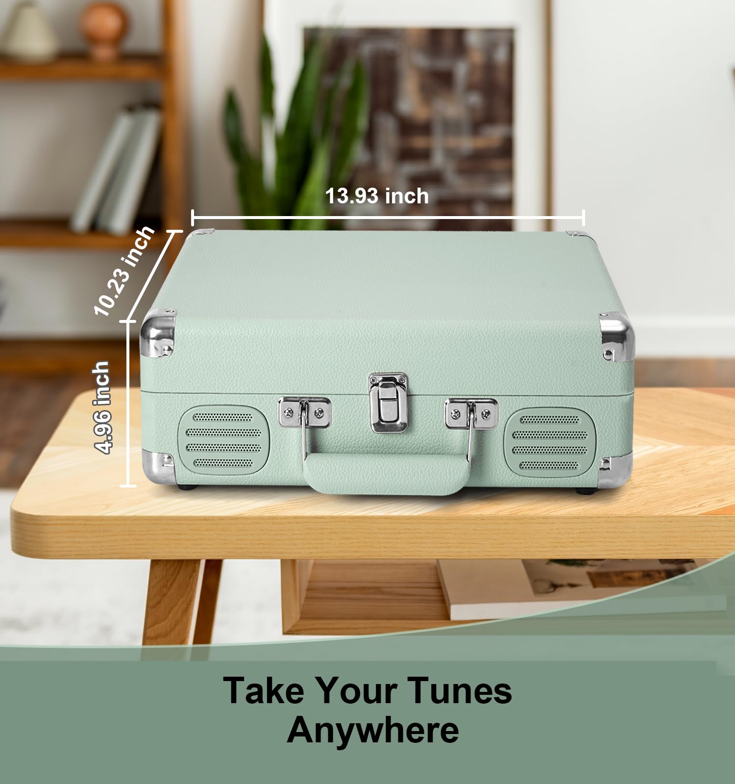 Plattenspieler, 3 Geschwindigkeiten, Bluetooth, tragbarer Koffer, Vinyl-Phonograph mit integriertem Bass und Lautsprechern, LP-Player mit Riemenantrieb, unterstützt AUX-Eingang