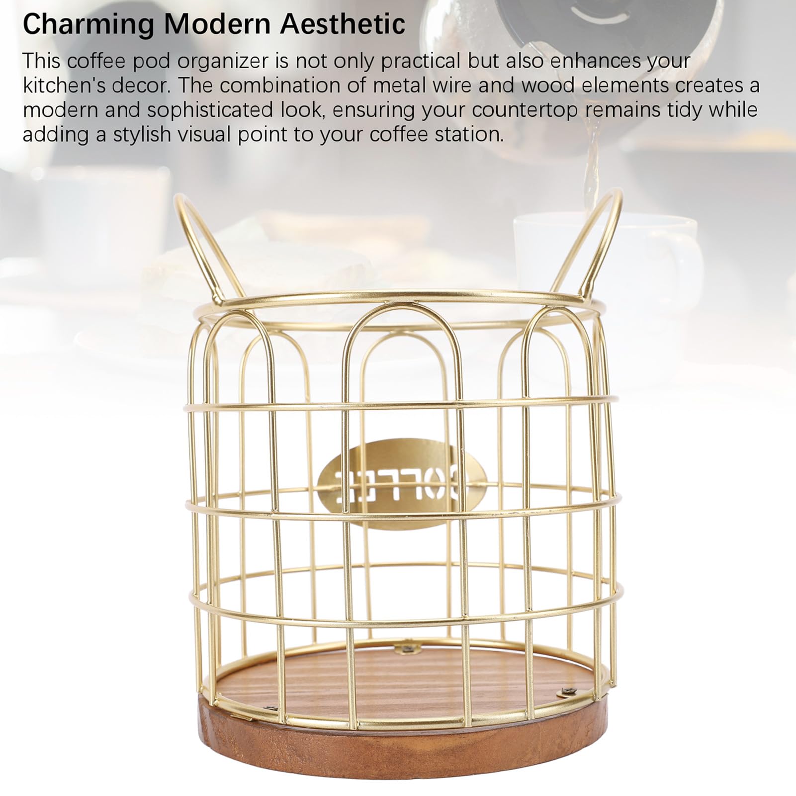 Organisateur De Capsules De Café En Fer Et Bois - 10x7,2x11 Cm - Rangement Cuisine, Bureau - Support Métal