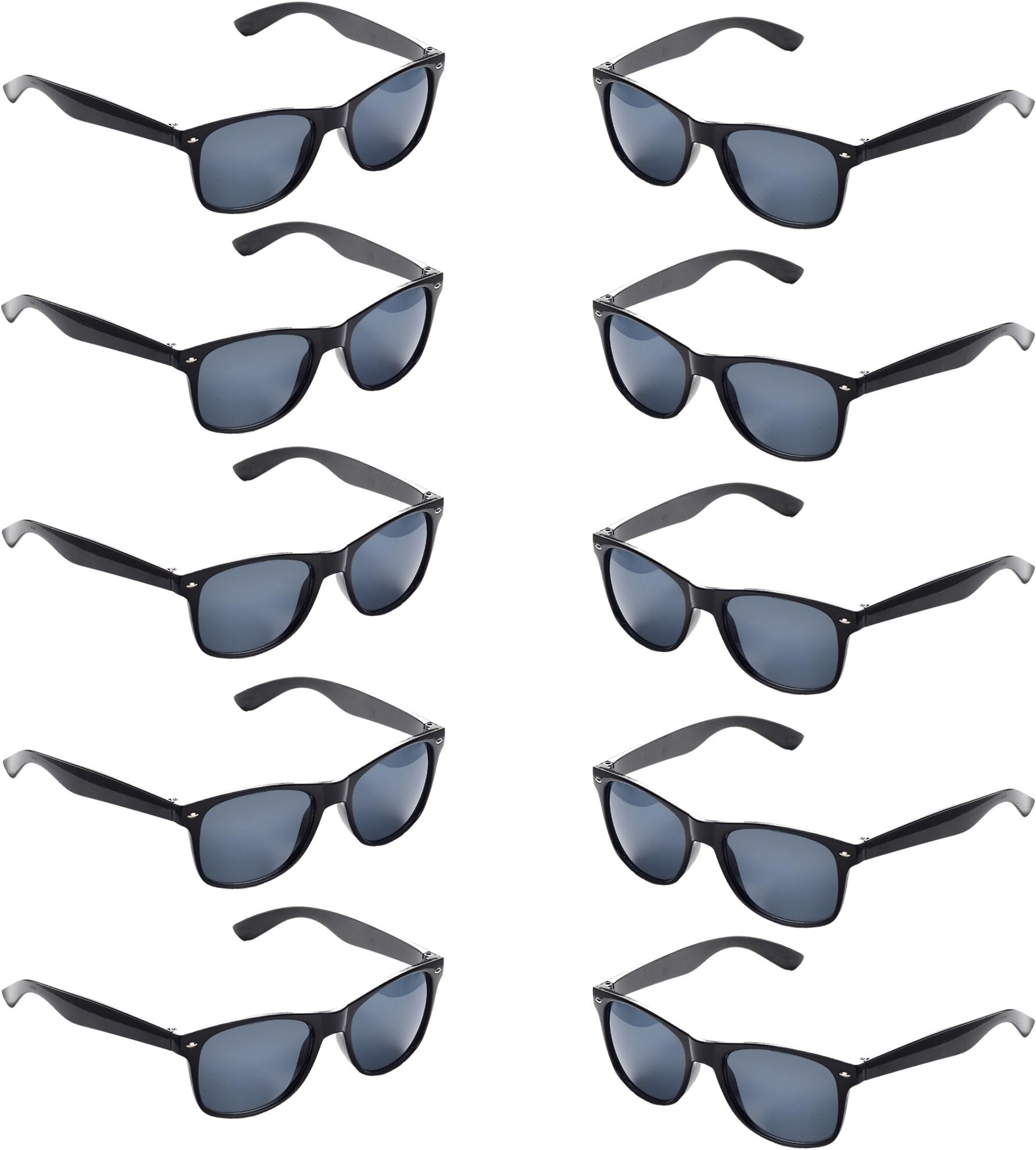 10 Packs UV Protection Neon Colors 80's Retro Style Party Favors Sunglasses(Black)
