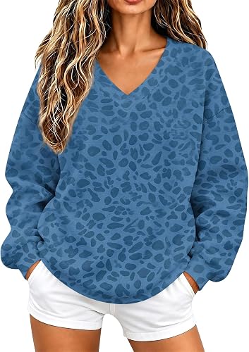 ASUIU Womens Sweatshirt Leopard Print Sweatshirt Fall Pullov
