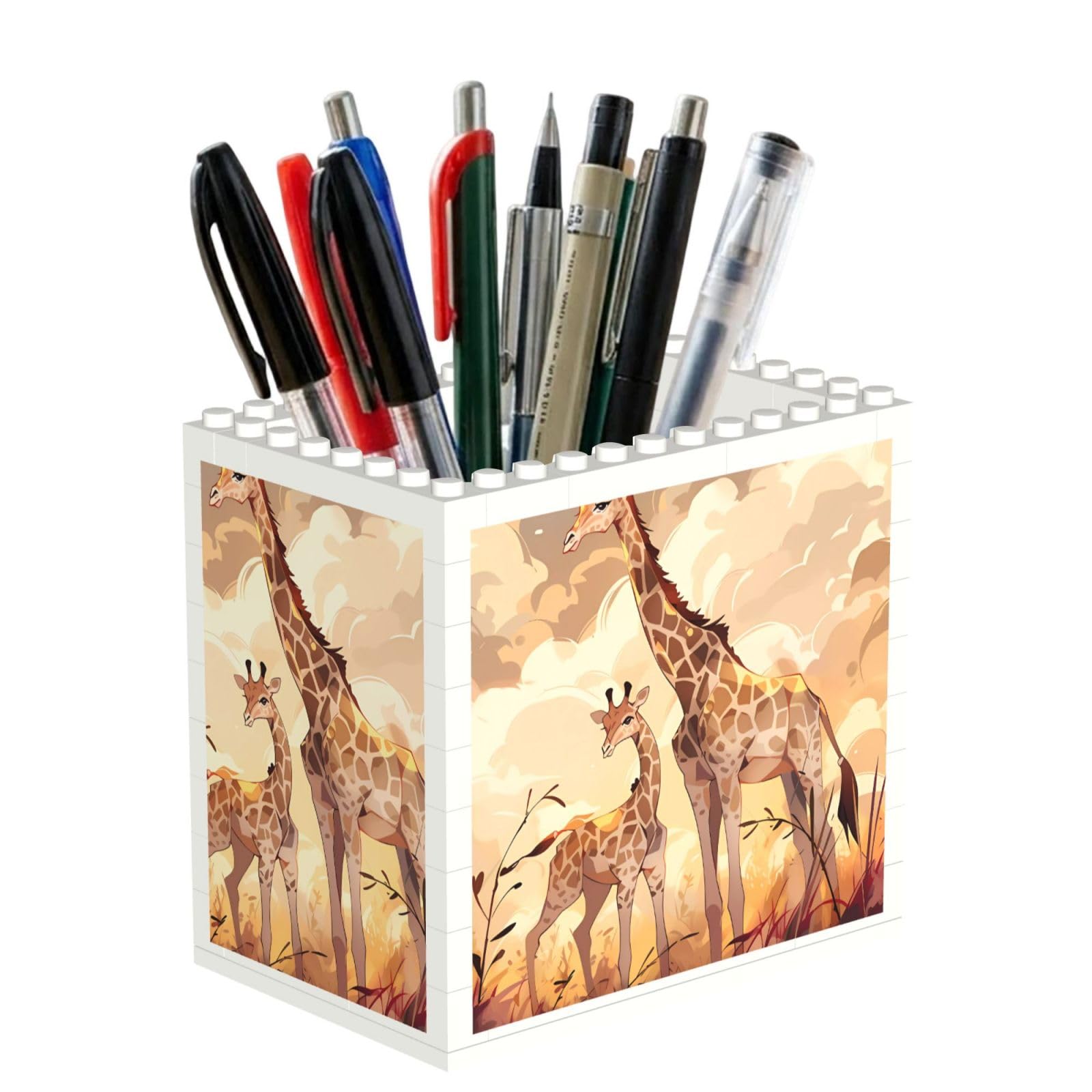 SXZVVBN Giraffe mother and child Building Block Desk Tidy ABS Organiser