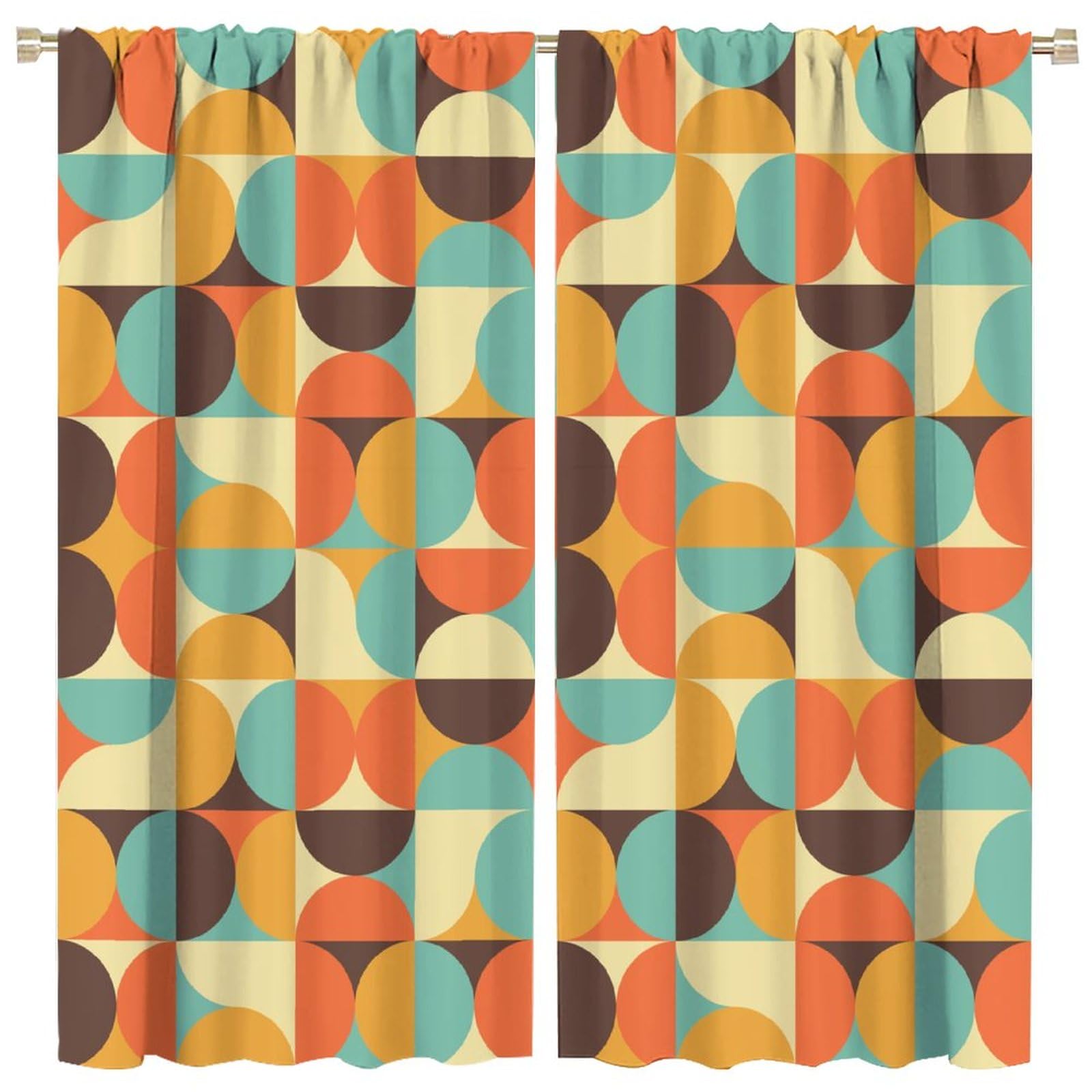 Mid Century Blackout Window Curtains,Mid Century Fifties Modern Retro Colors Pattern for Home Kitchen Livingroom Coffee Room Curtains Window Drapes 2 Panels 52x84in