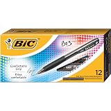 BIC BU3 Grip Retractable Ballpoint Pen, Medium Point (1.0mm), Black, Black Ballpoint Pens for School and Office, 12-Count – view 1