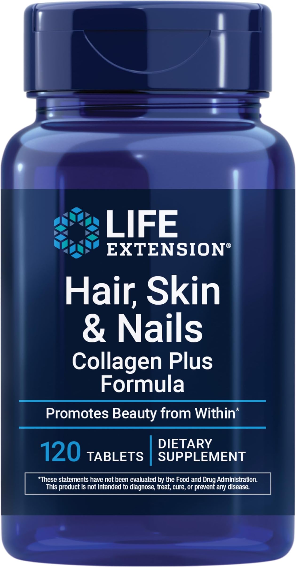 Life Extension Hair, Skin & Nails Collagen Plus Formula - Promotes Collagen & Keratin Health - with Niacin, Vitamin B6, Biotin, Calcium & Zinc - Non-GMO – 120 Count(Pack of 1)