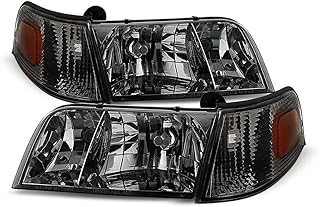 ACANII - For 1998-2011 Ford Crown Victoria Smoked Lens 4pcs Headlights w/Corner Signal Lights Replacement Set Left+Right