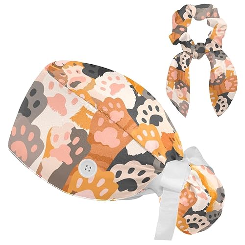 IROLSKDNFH Women’s Working Cap with Button and Ribbon Tie, Long Hair with Hair Band Cute Koala in Tree Ice Cream Watermelon - Cap top diameter 18cm-7in - Multicolor 03