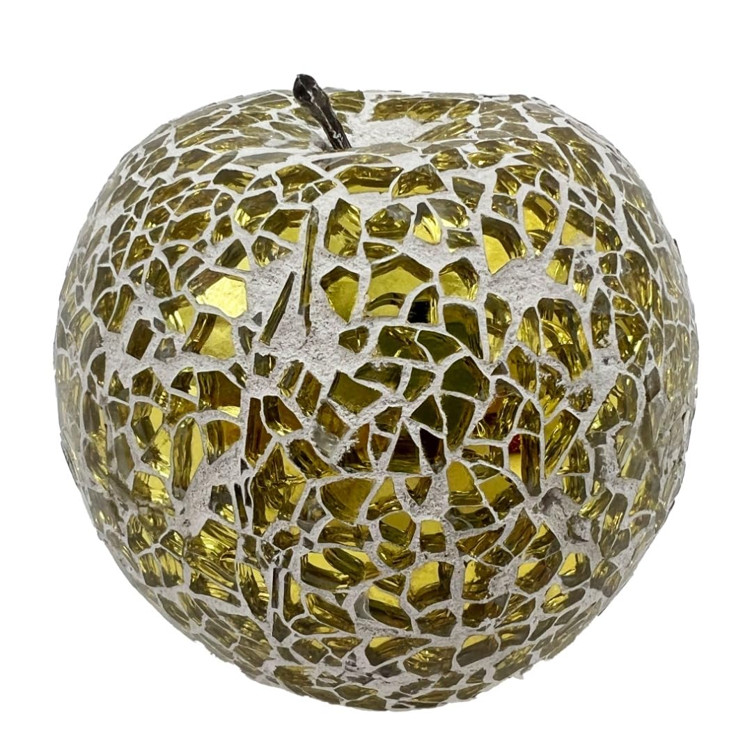 Angraves Multicolor Mosaic Glass Apple (Gold Mirror) Home Decorative Decor Fruit Display Piece Gift