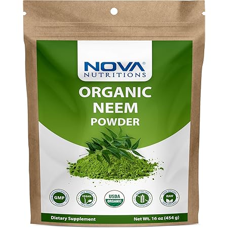 Nova Nutritions Certified Organic Neem Leaf Powder 16 OZ (454 gm) - Also Called Azadirachta Indica