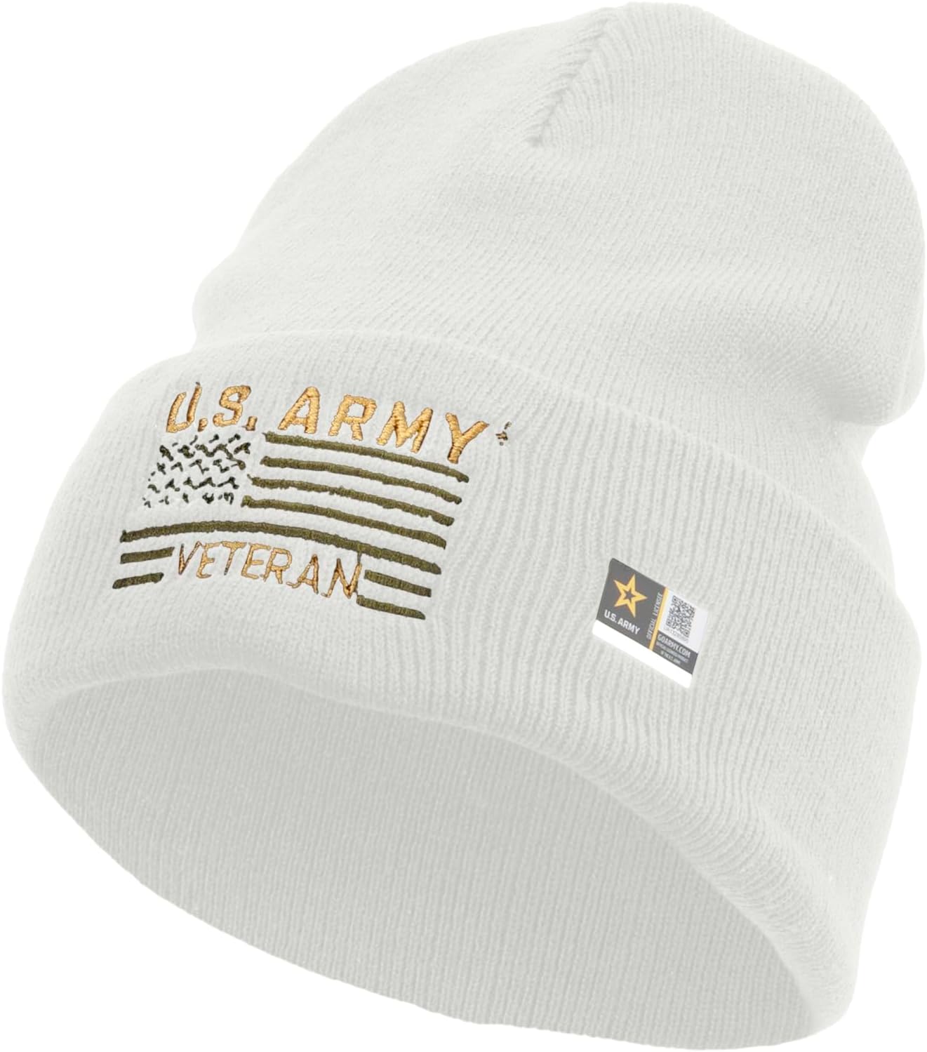 e4Hats.com US Army Veteran Flag Embroidered 12 Inch Long Knitted Beanie