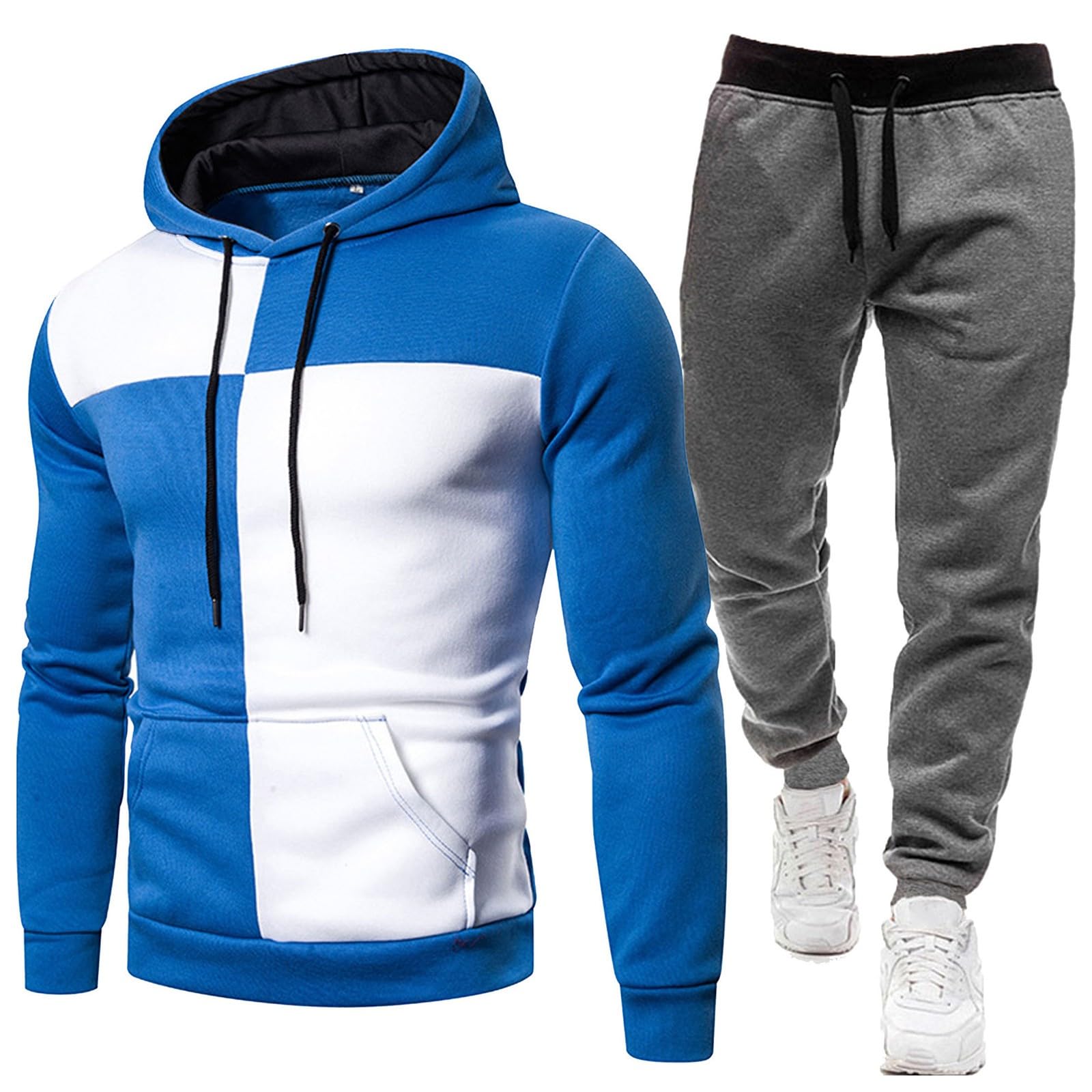Sweat à capuche homme en coton mélangé lourd et bicolore - 4