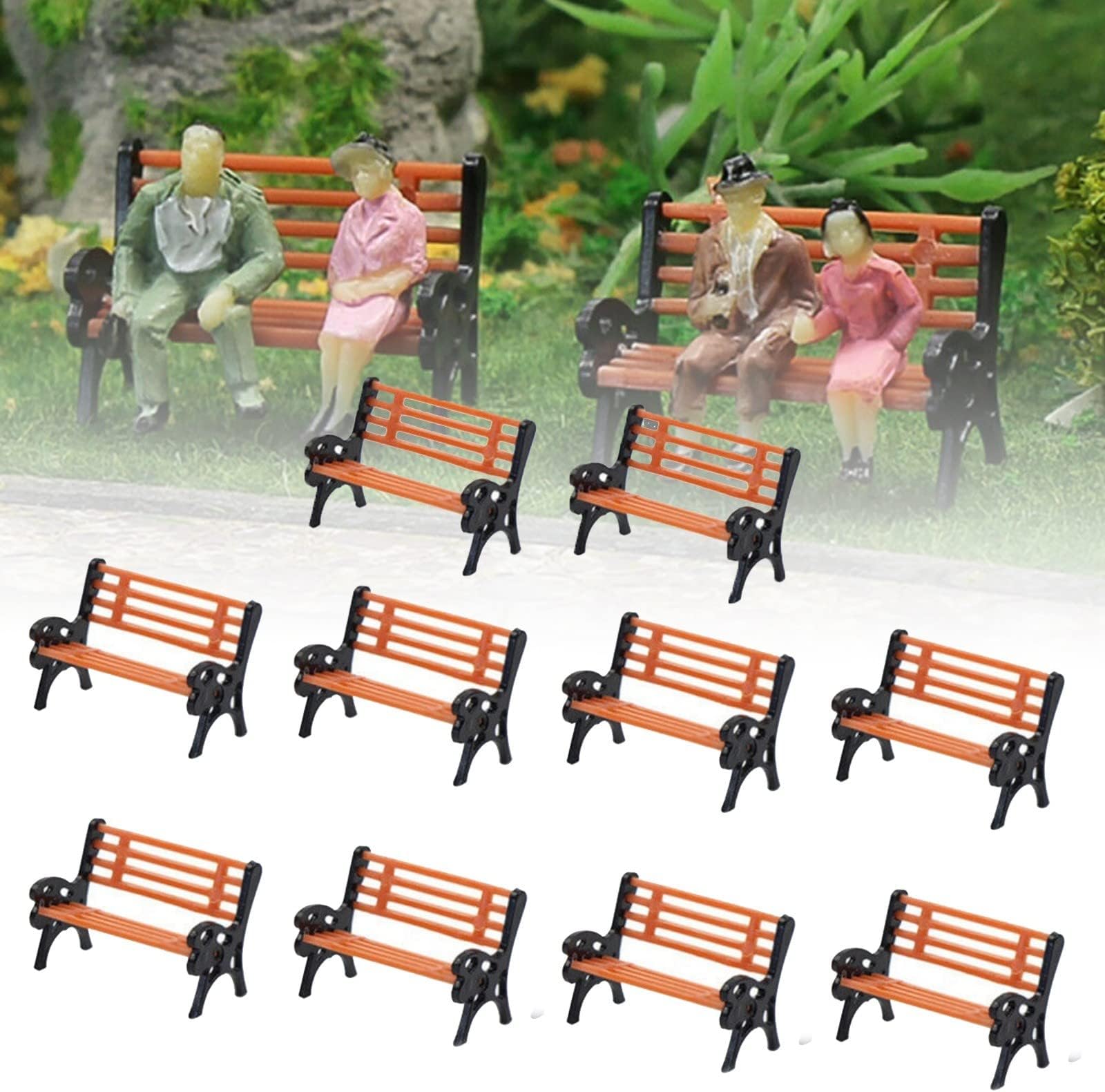 HO for TT Model Railway 1:87 Scale Bench for LEISURE Park Bench Chair Sofa Street Park System Pack of 10