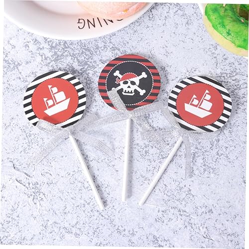 Miniatura 7 de Abaodam 40 piezas de regalos de fiesta pirata cumpleaños cupcakes toppers muffins cake cóctel picks Cake Adornment Postre Decoración Postre Picks
