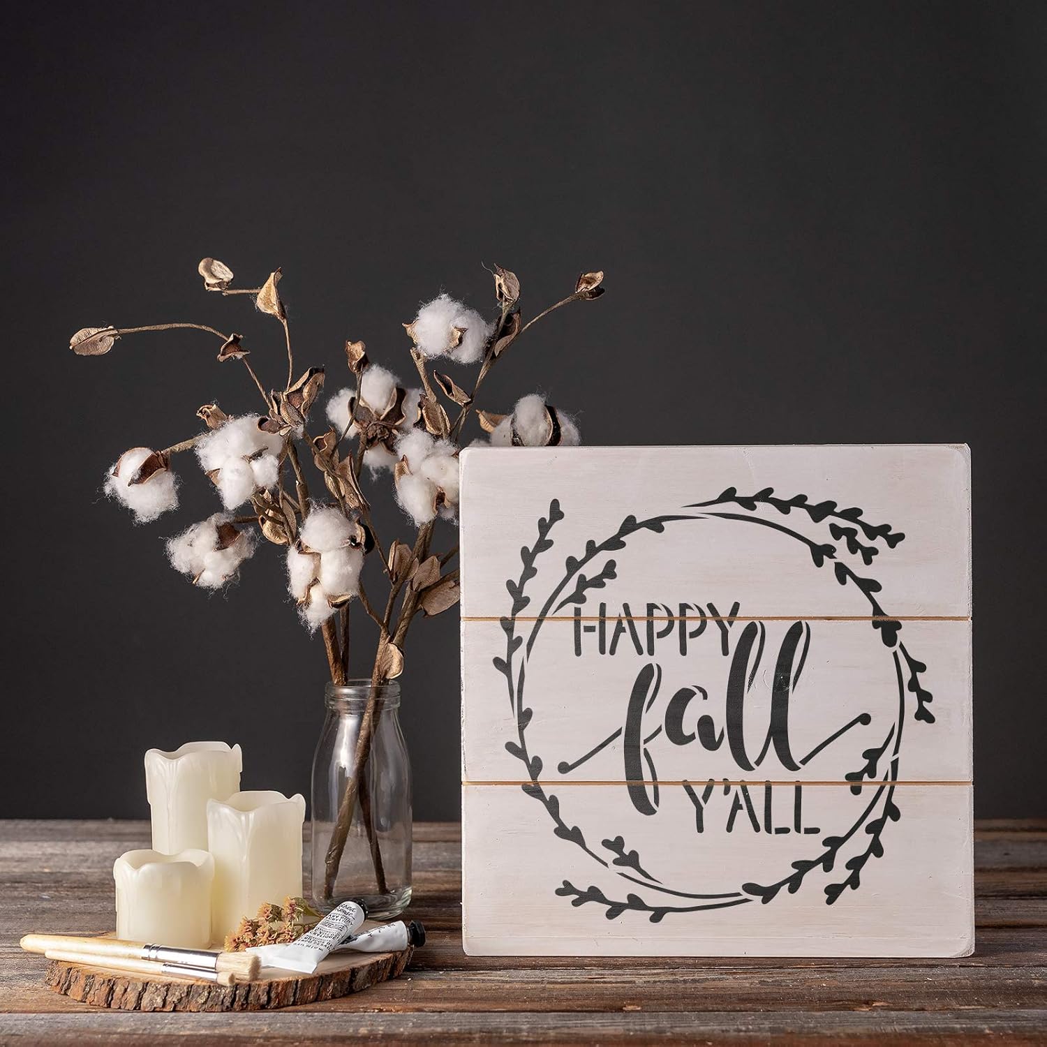 Happy Fall Yall Stencil - Versatile for Thanksgiving Seasonal Decor, Fall