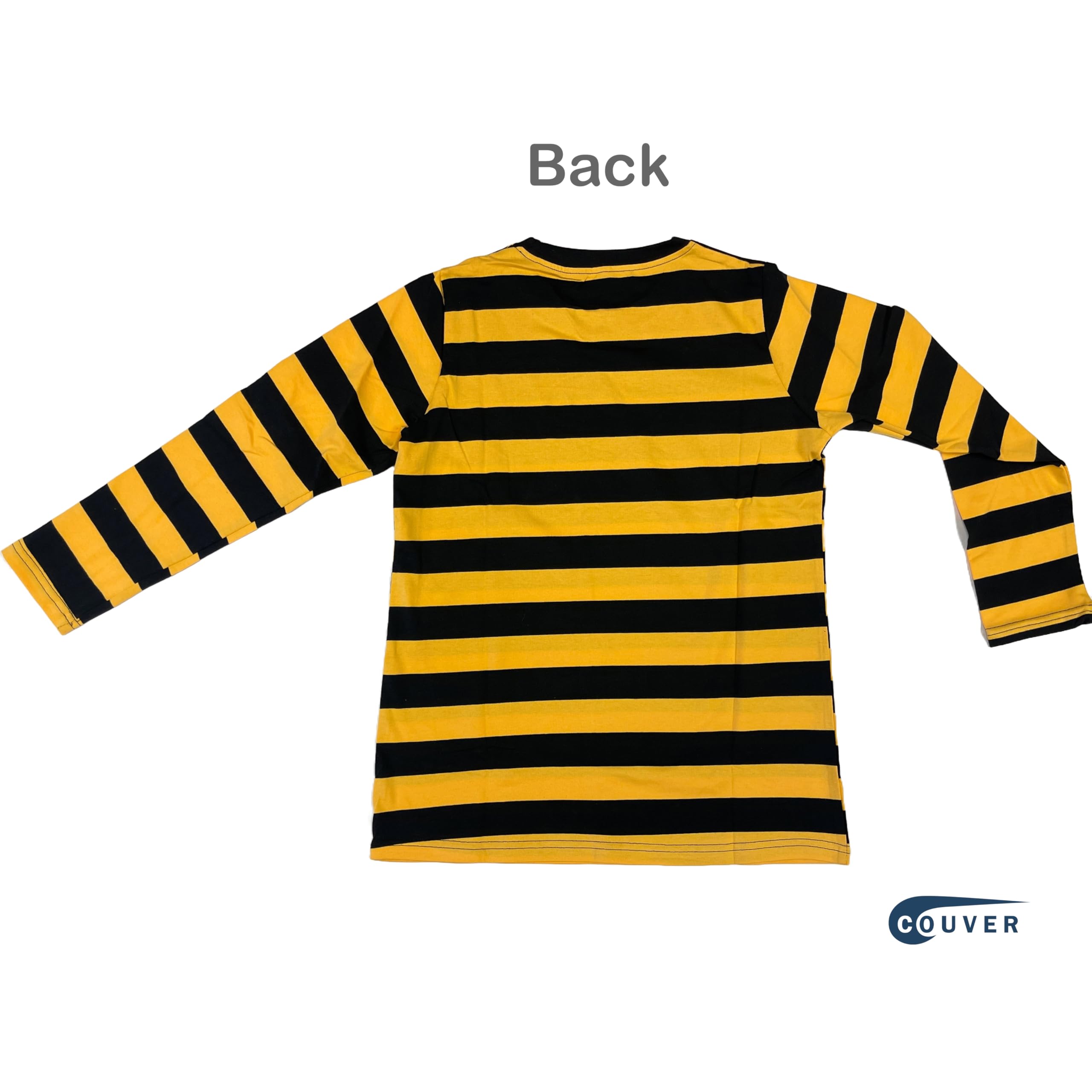 Infant Toddler Soft Cotton Crew Neck Long Sleeve Stripe Shirt-Black/Golden Yellow 5T
