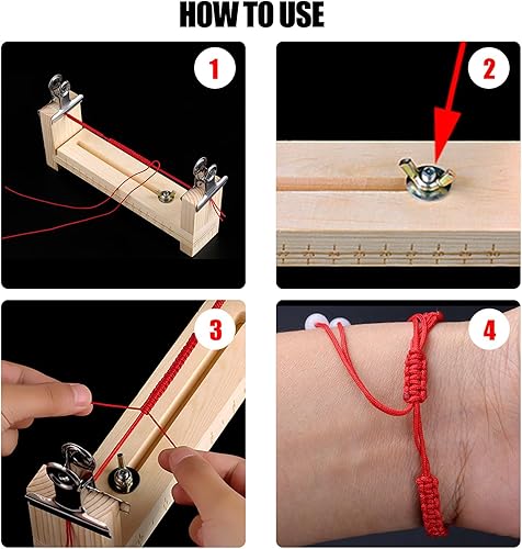 Miniatura 4 de EVKILKJS Plantilla de pulsera de madera, pulsera de tejer a mano, herramienta de trenzado, en forma de U, estante para hacer pulseras de escamas