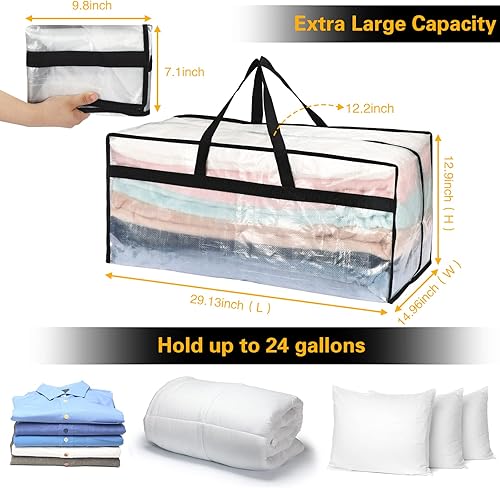 Miniatura 2 de Fixwal Paquete de 4 bolsas de mudanza, suministros de mudanza, bolsas de almacenamiento grandes de gran tamaño con correas de mochila, asas fuertes,