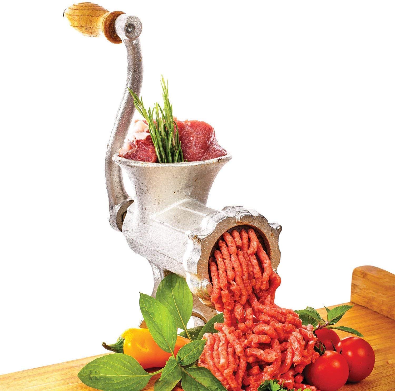ATOZSHOP11 Heavy Duty Size 10 Cast Iron Hand Meat Mincer Manual Grinder Sausage Mince Maker (Silver)