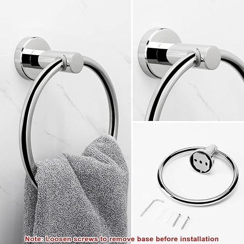 Miniatura 22 de NearMoon Anillo de toalla de baño, accesorios de baño, soporte grueso de acero inoxidable para toallas de baño, moderno colgador redondo para Negro