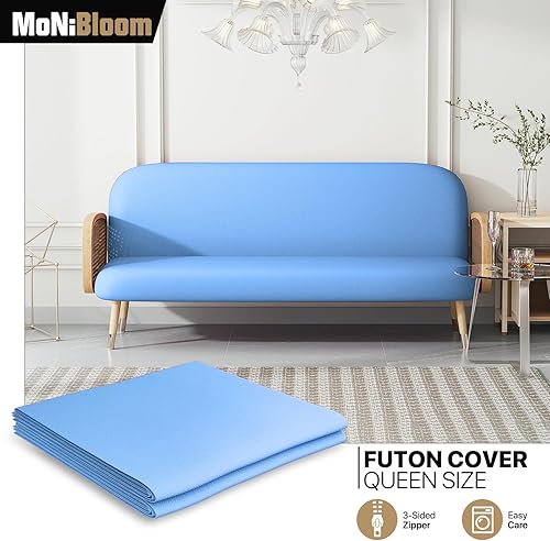 Miniatura 9 de MoNiBloom Funda elástica para futón de tamaño Queen, sin brazos, protector de muebles, duradera y lavable, con cremallera, para adultos, niños