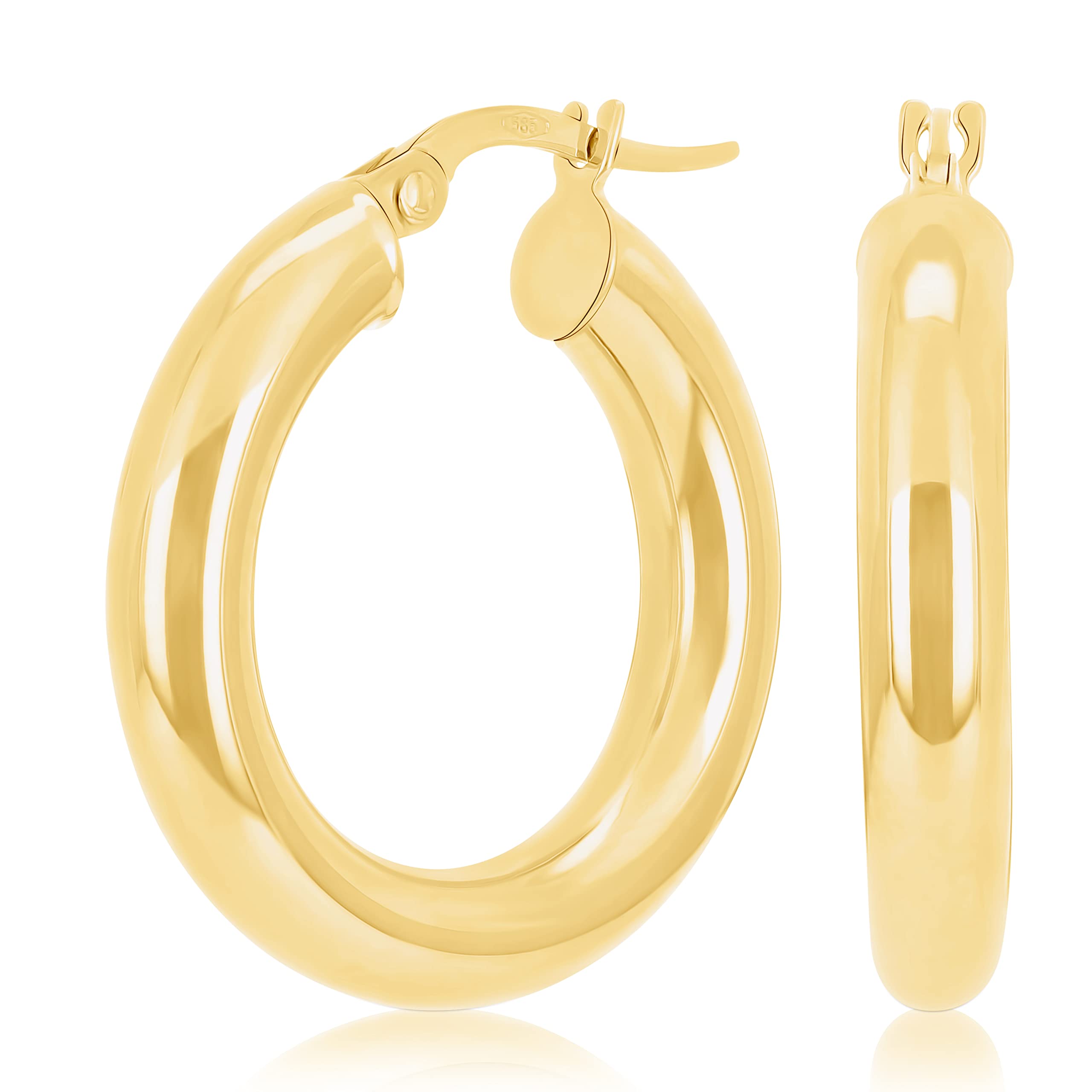 Small Hoop Earrings for Women, 14k Gold Earrings, Gold Earrings for Women Trendy, Gold Drop Earrings, 14k Gold Hoop Earrings, Hoop Earings - 3.9mm 0.9